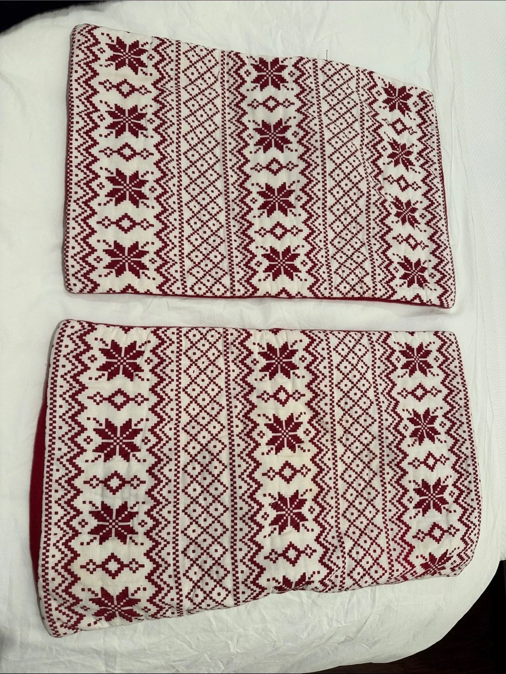 Restoration Hardware Red and Cream Festive Quilted Throw